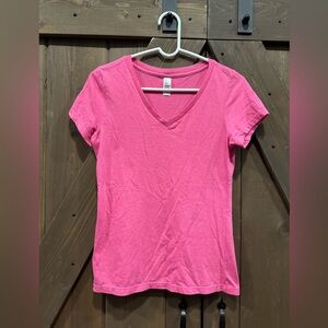 Small Hot pink v-neck t-shirt #pink
Lakeaholic lake George on the back